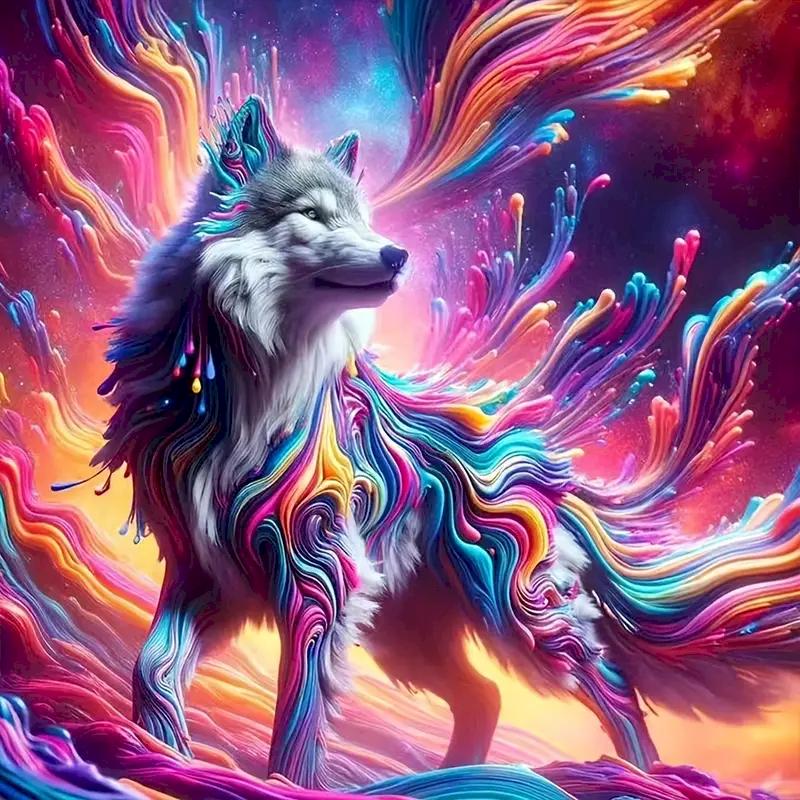 Полная квадратная круглая алмазная вышивка картина волка новое поступление 5D DIY вышивка крестом животное мозаика декор для дома