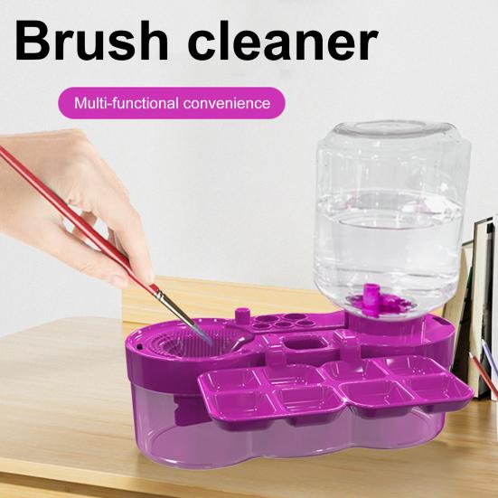 6 In 1 Brush Cleaner Artists Teachers Kids Paint Brush Holder Palette Water Circulation Brush Cleaner Portable Painting Tool