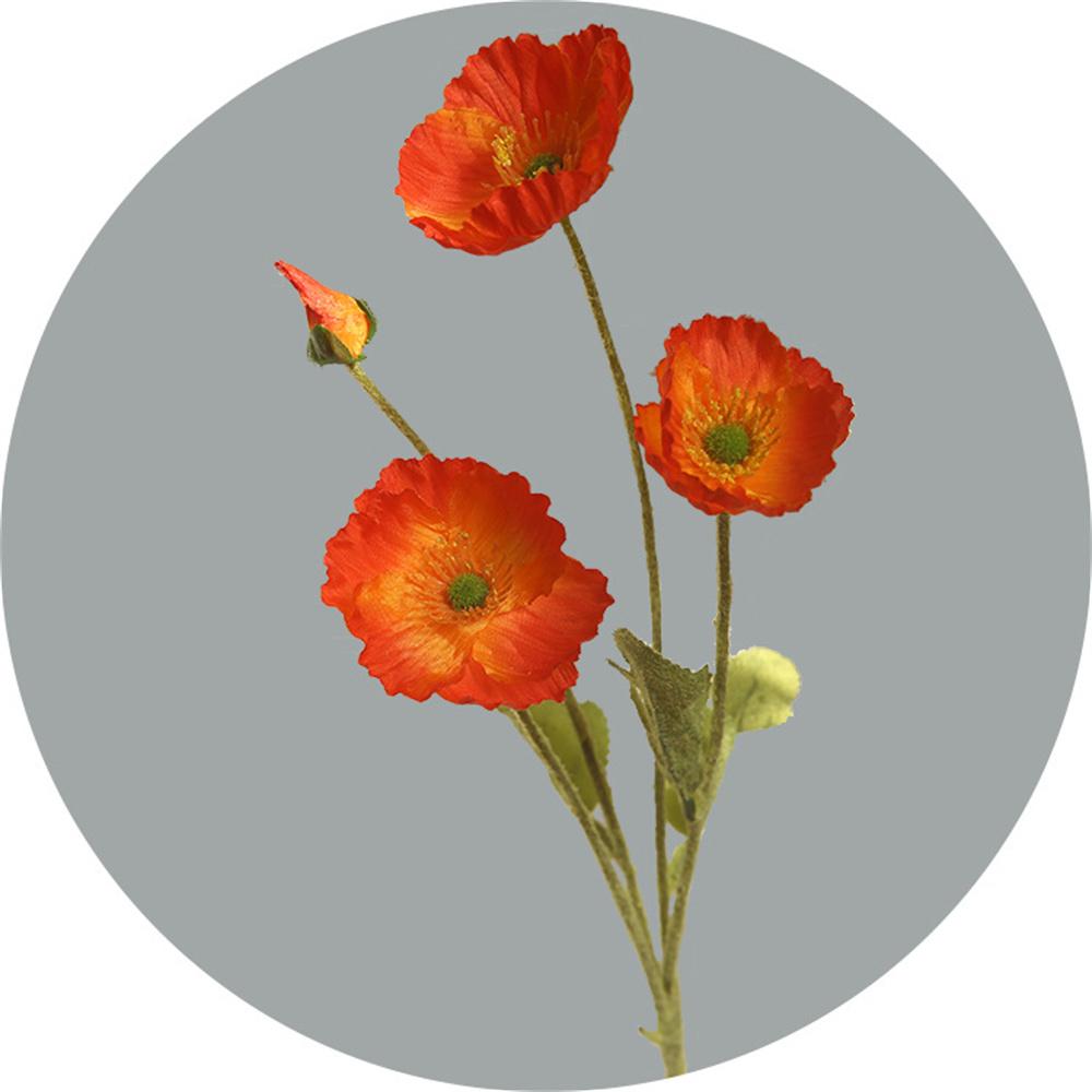 Silk Poppy Fake Flowers 4 Heads Artificial Flowers Simulation Long Poppies Home Table Wedding Party Decorative DIY Bouquets 1PCs
