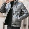 Men's Shiny Stand Collar Thick Down Jacket – Stylish and Warm Winter Coat