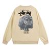 Classic Print Hoodie Mens Loose Fit Crewneck Cotton Sweatshirt Casual Wear