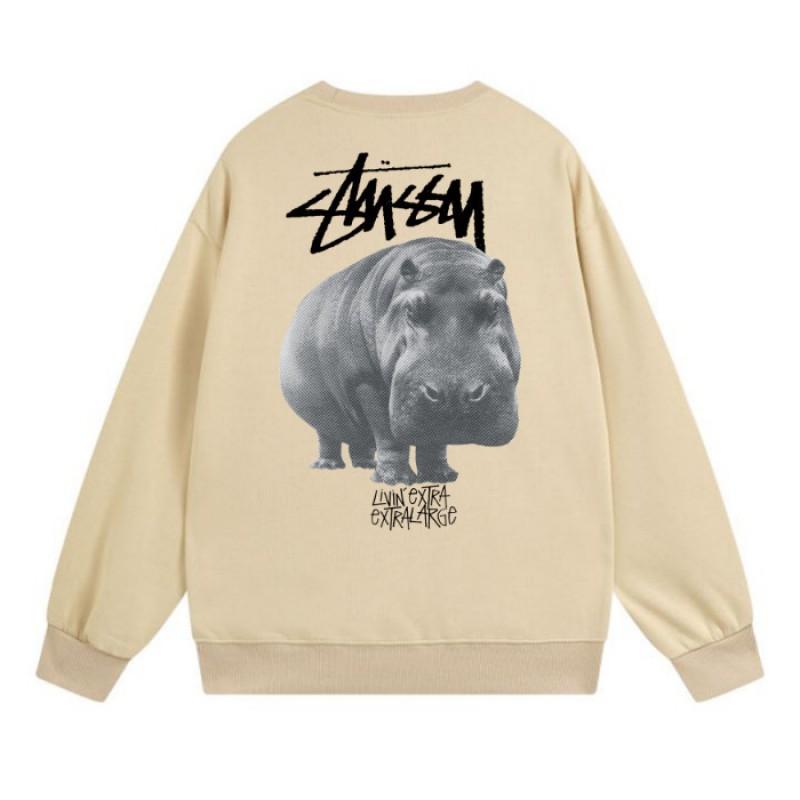Classic Print Hoodie Mens Loose Fit Crewneck Cotton Sweatshirt Casual Wear