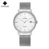 Fashion Wwoor Top Brand Men Simple Slim Watches Luxury Gold Steel Mesh Ultra Thin Waterproof Date Wrist Watch Golden Clock
