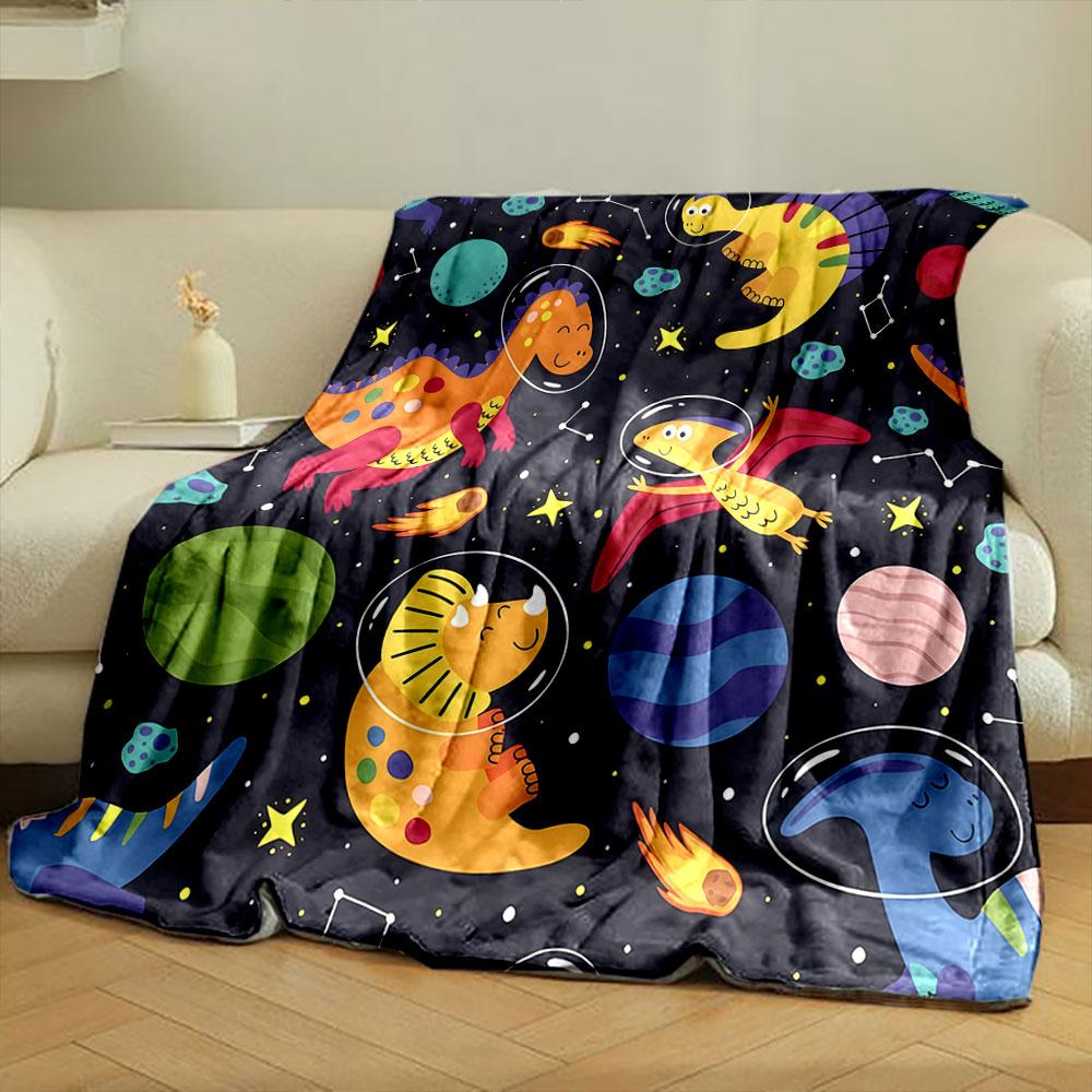 Space Dino Adventure print blanket soft and cozy perfect for the living room bed sofa or a nap,gift
