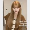 Yeye Long Straight Korean Wig - Milk Tea Champagne Hairstyle for Women