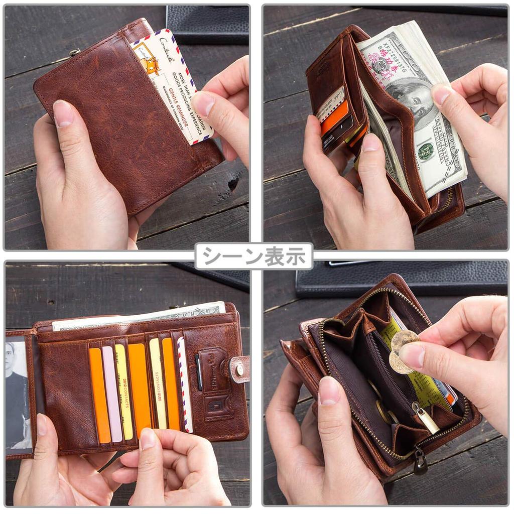CONTACTS Bifold Leather Genuine Leather Large Storage for Many Coin Perfect As a Gift for Men [Contacts] Men's Wallet, Wallet, Wallet, Wallet,