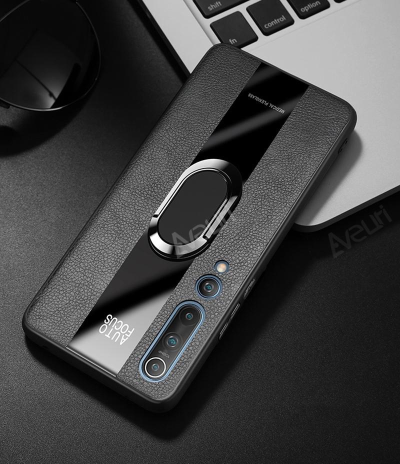 Роскошный чехол для телефона из искусственной кожи для Xiaomi Mi Poco X3 NFC X3 Pro Redmi Note 9S 8 9 Pro Чехол с кольцом-держателем Силиконовый защитный чехол