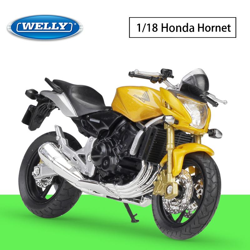 Масштаб 1/18 Welly HONDA Hornet, модель мотоцикла из сплава, литье под давлением, металлические игрушечные транспортные средства, модель мотоцикла, коллекция высокой имитации, детские подарки