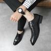 2024 New Casual Derby Shoes for Men Black Fashion Business Men Dress Leather Shoes Crocodile Pattern Wedding Shoes Men Shoes