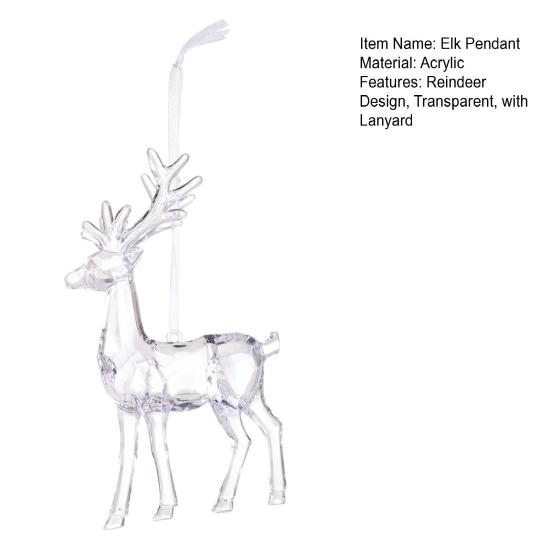 Elk Pendant Acrylic Reindeer Ornament Christmas Tree Clear Deer Dancing Hanging Figurine Xmas Tree Party Supplies
