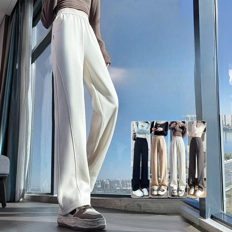 White Casual Sports Pants for Women Spring New Hot-Selling Narrow Version Banana Pants High Waist Loose Straight Wide-Leg Pants