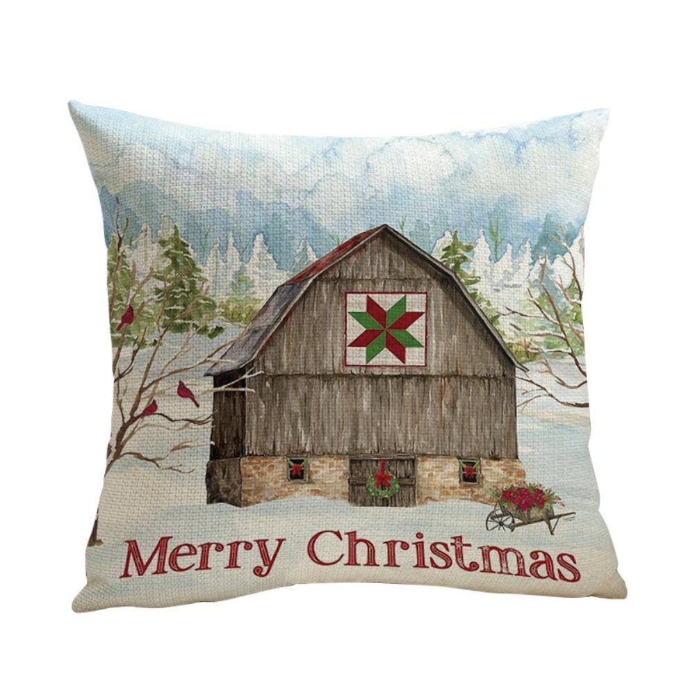 Flax Christmas Cushion Cover Luxury Xmas Throw Pillow Case Merry Christmas Pillow Cover  Bed