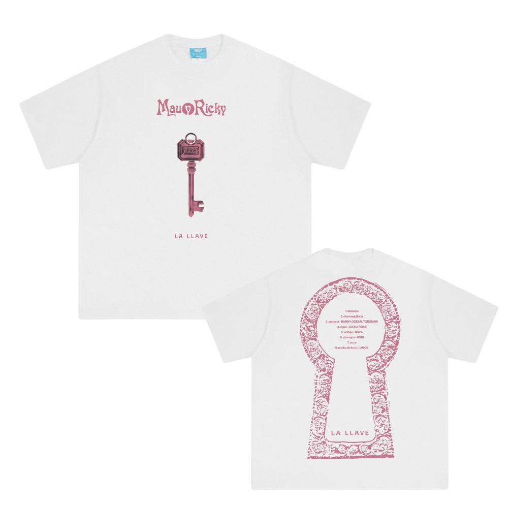 Mau Y Ricky - LA LLAVE Футболка Летняя футболка с круглым вырезом 100% хлопок Одежда Высокое качество Женская/Мужская Хип-хоп Топы