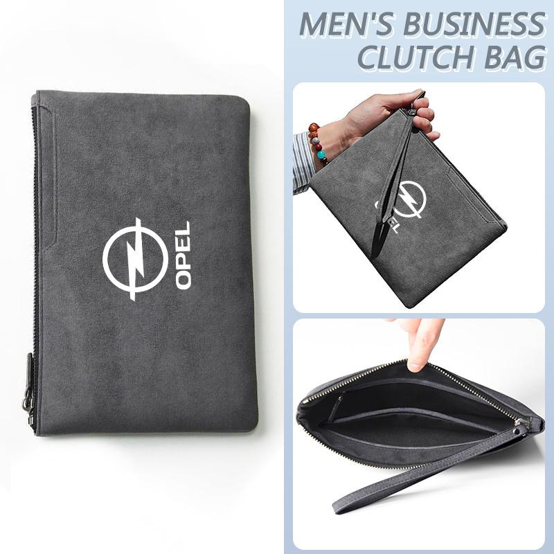 Car Portable Suede Storage Zipper Bag Travel Data Cable Headphone Bag For Opel Mokka Corsa Astra Phev Grandland Hybrid Accessory