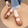 New Authentic Cow Leather Flats Woman Summer Mary Jane Shoes for Women Autumn Soft Strappy Loafer Ladies Daily Walk Shoes Travel