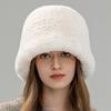 Autumn and Winter New Rex Rabbit Hair Top Hat Women's Casual Versatile Small Fragrant Fur Hat Warm Bucket Hat Shows Small Face