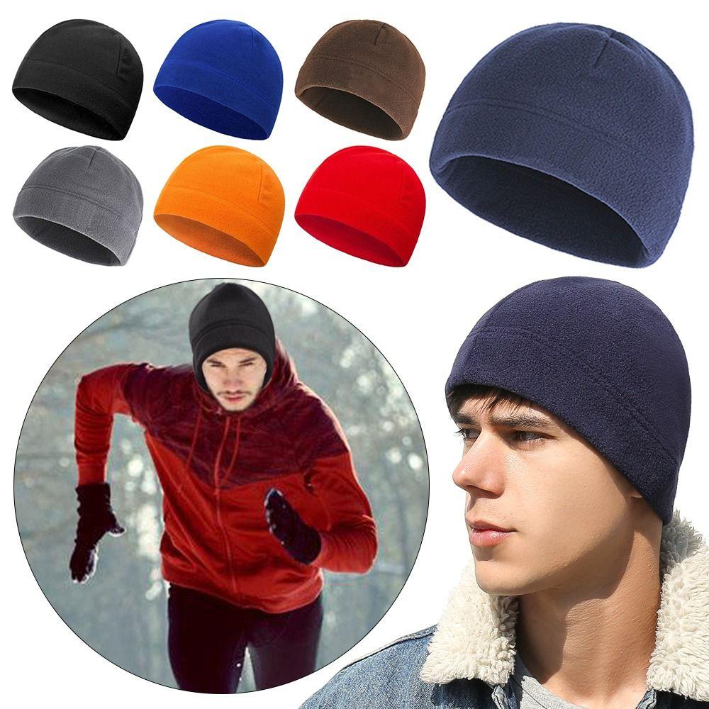 Slouchy Beanie Hat Polar Fleece Fleece Sports Hat Winter Running Cycling Cap  for Men Women