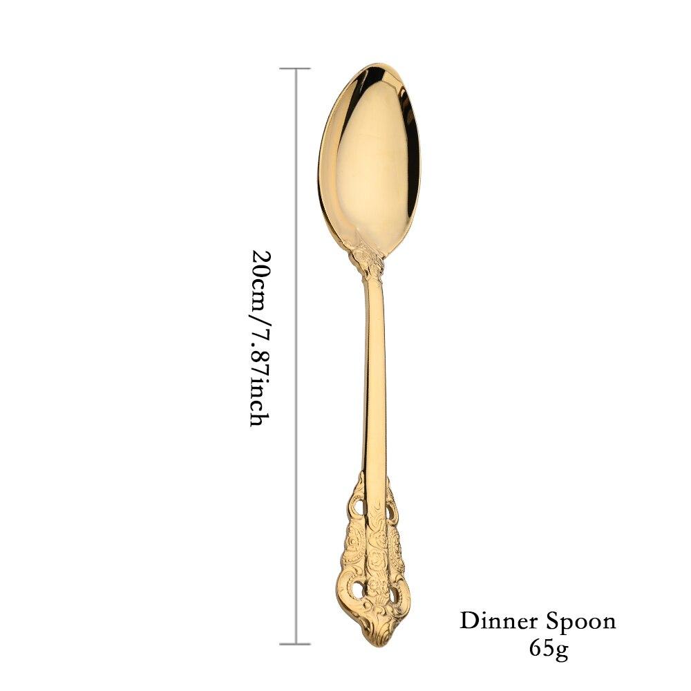 Gold Luxury Dinner Set Western Gold Plated Dinnerware Cutlery 18/10 Stainless Steel Vintage Kitchen Untensile Knife Fork Set