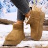 Fashion Women Ankle Boots  Round Toe Warm Short Tube Bread Cotton Shoes Women Winter Thick Bottomed Lined Large Size Snow Boots Women