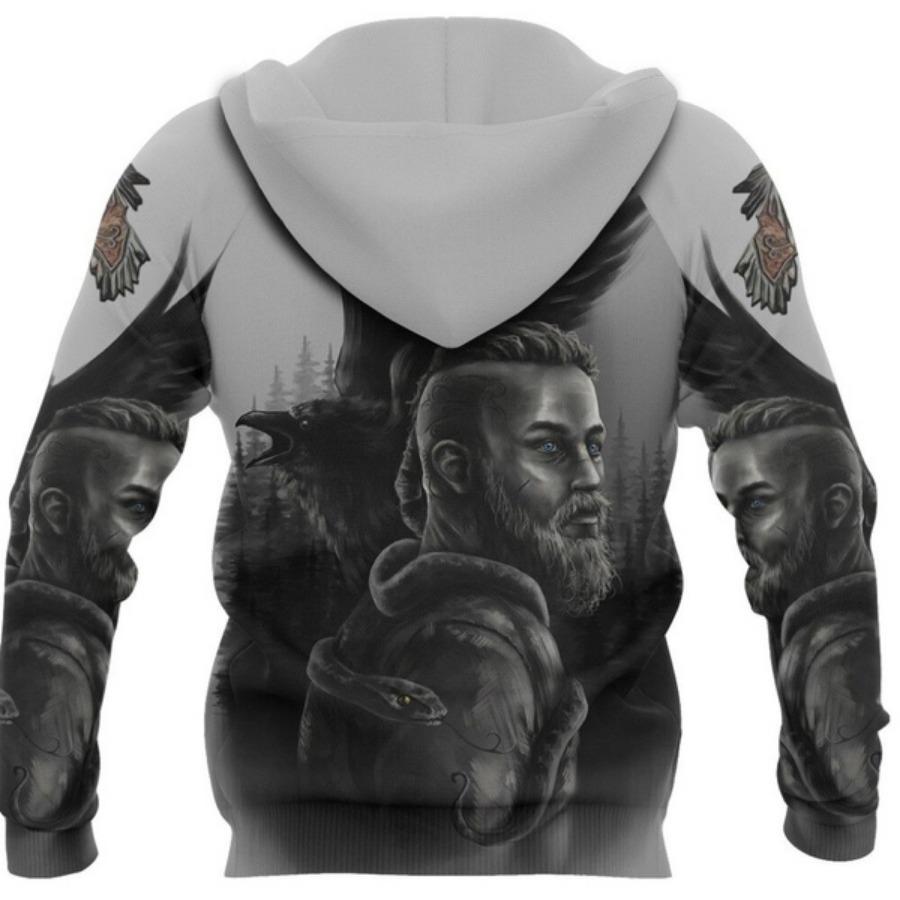 Толстовка с капюшоном Viking Ragnar Raven Of Odin с 3D-принтом Мужские толстовки Harajuku Streetwear Пуловер Осенняя повседневная куртка унисекс Спортивный костюм