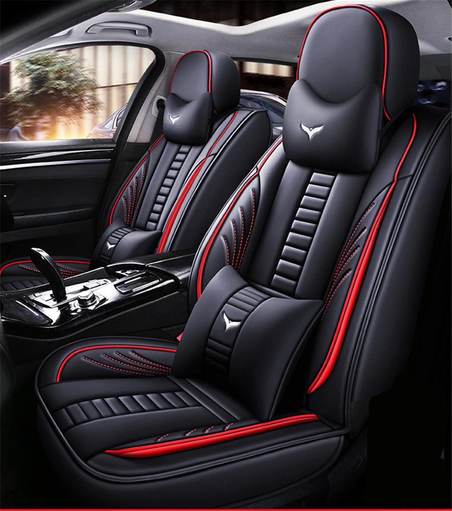 Luxury PU Leather Car Cushion Seat Covers Car-styling Full Surrounded Front+rear Cushion 5-Seats For all Seasons...
