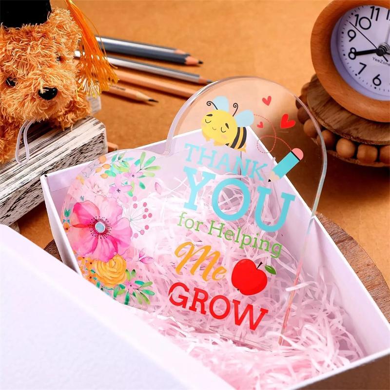 1PC Acrylic Heart Plaque For Teacher's Day Gifts, Best Teacher Ever Thank You,Paperweight Keepsake Gifts For Teacher Anniversary