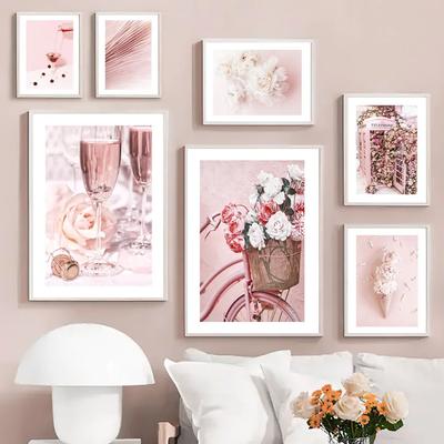 Розовые Пионы Цветы Бабочка Вишня Груша Скандинавские Постеры и Принты Холст Живопись Настенное Искусство Картины Для Гостиной Домашний Декор