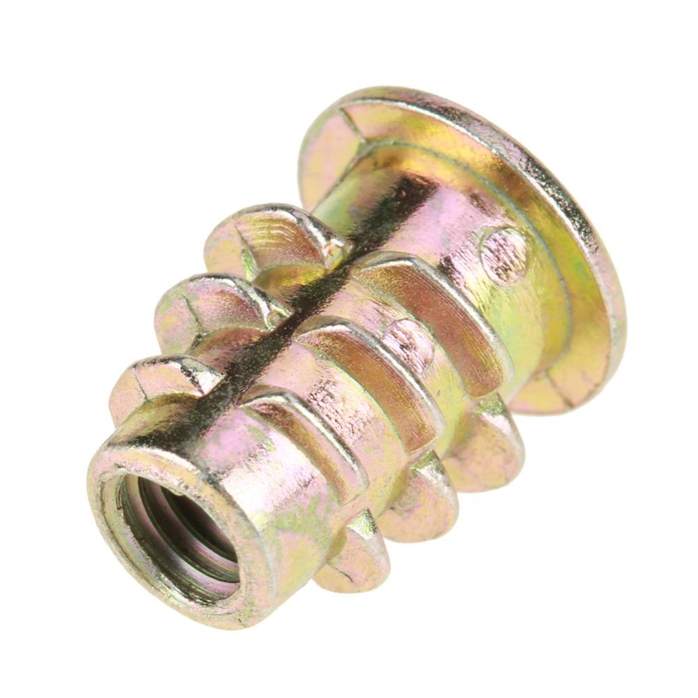 50Pcs Hex Drive Threaded Inserts Zinc Alloy Wood Insert Nuts Hex Drive Head Nuts  Threaded for Wood