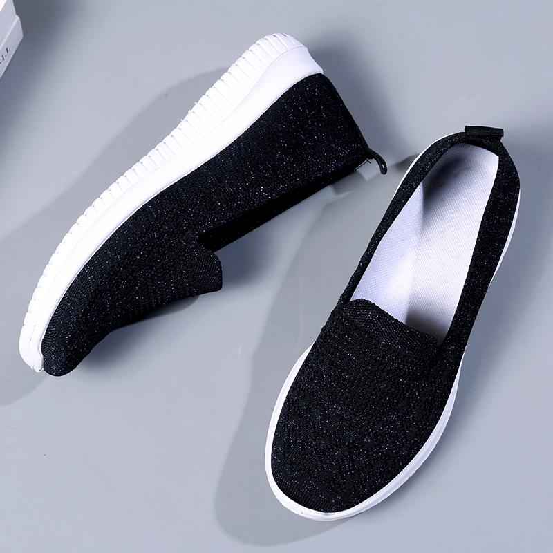 Модные весенне-летние дышащие вязаные балетки для женщин 2025 Удобные слипоны Обувь для мам Женские слипоны Нескользящие повседневные кроссовки Женские