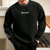 Men Fall Winter Sweatshirt Round Neck Long Sleeve Letter Print Long Sleeve Thick Loose Soft Warm Mid Length Men Casual Top