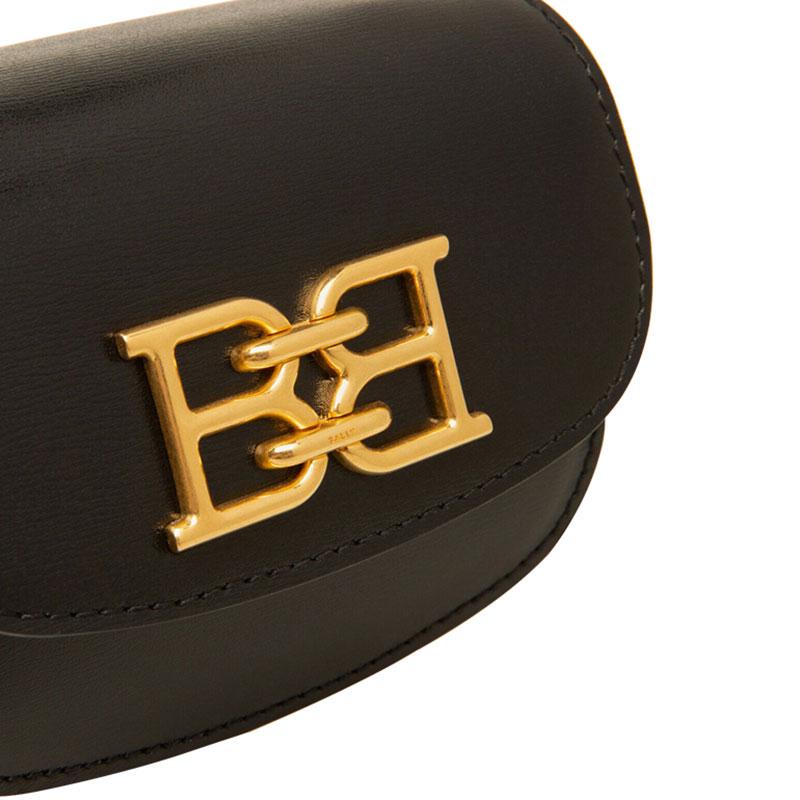 Bally Серия Эмблема Металлический Логотип Классическая Винтажная Кожаная Поясная Сумка Клатч Наплечная Сумка Через Плечо Мини Женские Сумки Черный 6300058
