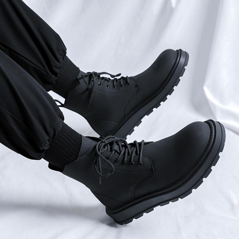 Ботинки Мартин с большой головой мужские осенние новые на толстой подошве увеличивающие рост в британском стиле локомотивные рабочие короткие ботинки 22728-R