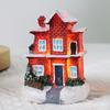 Christmas Resin House Figurine LED Light Up Snowy Village House Ornament Mini Desktop Decoration Xmas Gift