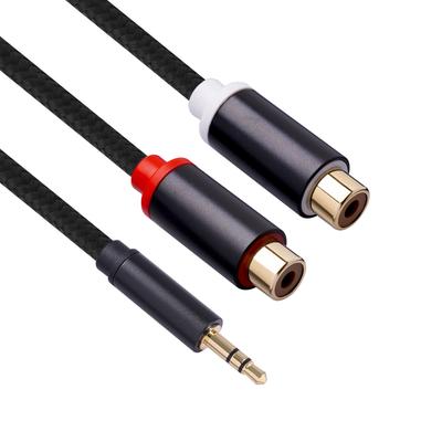 Кабель 3,5 мм с разъемом «папа» на двойной разъем RCA, стерео аудиокабель от 1/8 дюйма до двойного разъема RCA, позолоченный, 1 фут