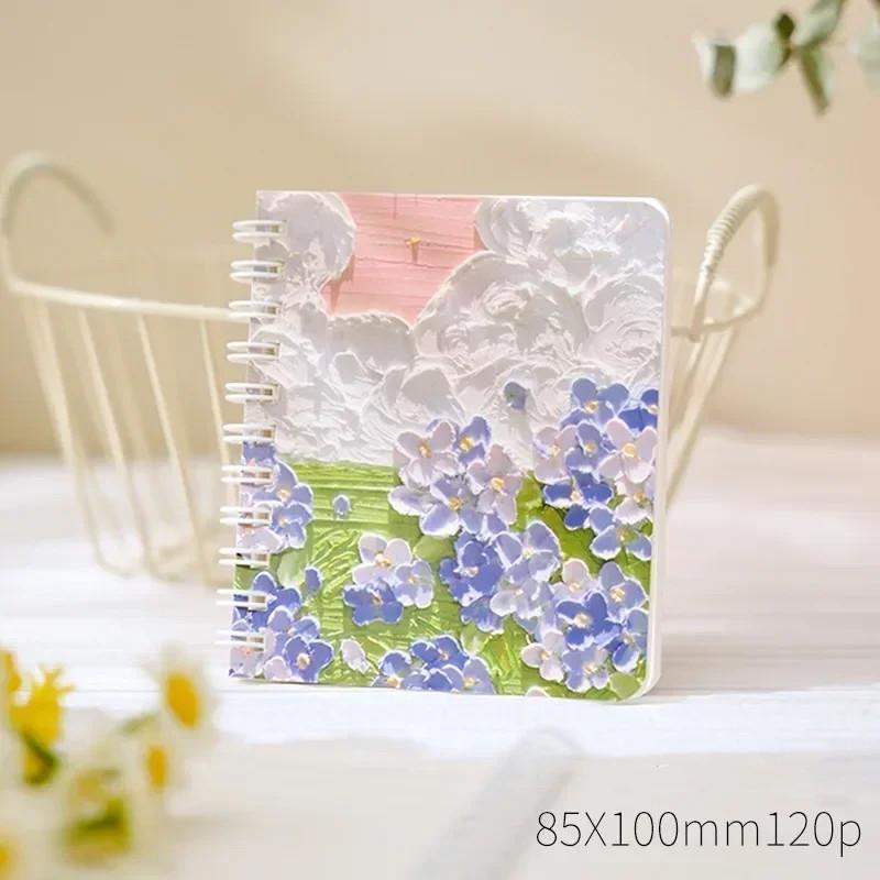 1 шт., маленький A7 эстетический блокнот для детей, масляная живопись, пейзажные блокноты со сценарием, портативный карманный блокнот для скрапбукинга