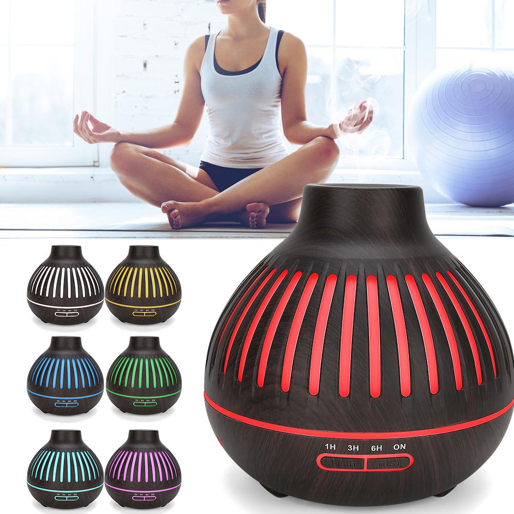 400 мл 7-цветный светодиодный ароматерапевтический увлажнитель воздуха аромадиффузор мини-очиститель воздуха (Текстура темного дерева)