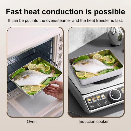 Контейнеры для еды из нержавеющей стали с крышками, прямоугольный контейнер для приготовления пищи для хранения в холодильнике