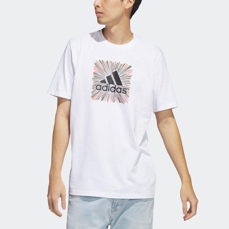 adidas Футболки Мужские Белые С Круглым Вырезом Умеренный Прямой Крой HR8071