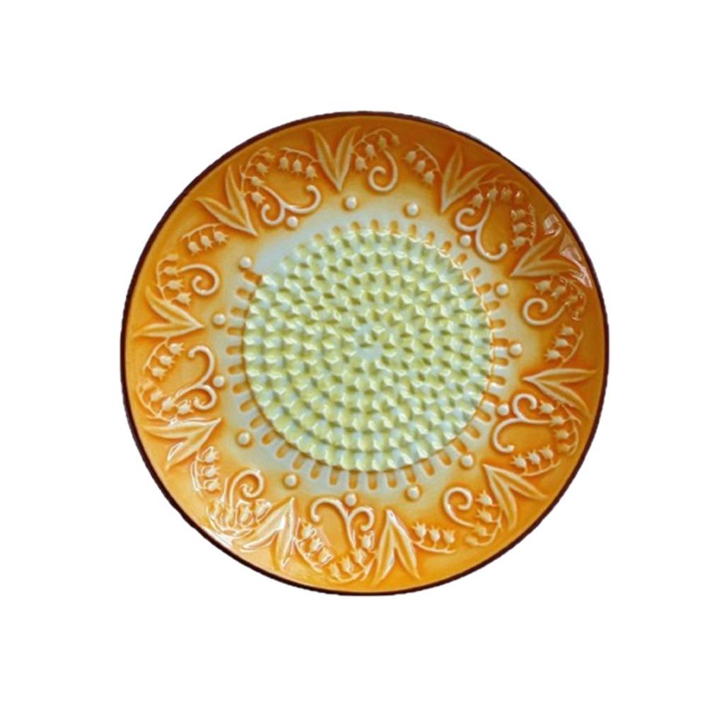Raised Teeth Ceramic Grater Plate Colorful Embossed Manual Garlic Masher Household Use