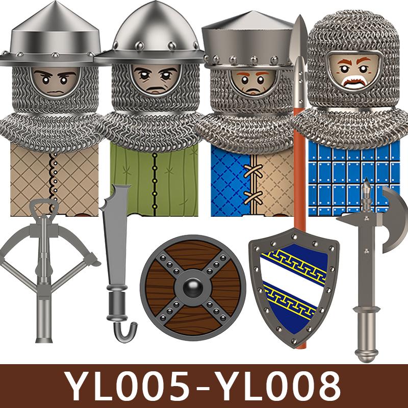 Medieval Castle Series Soldier Figures Building Blocks Military Knight Legion Militia Warrior Dragon Wolf Crow King Bricks Toys