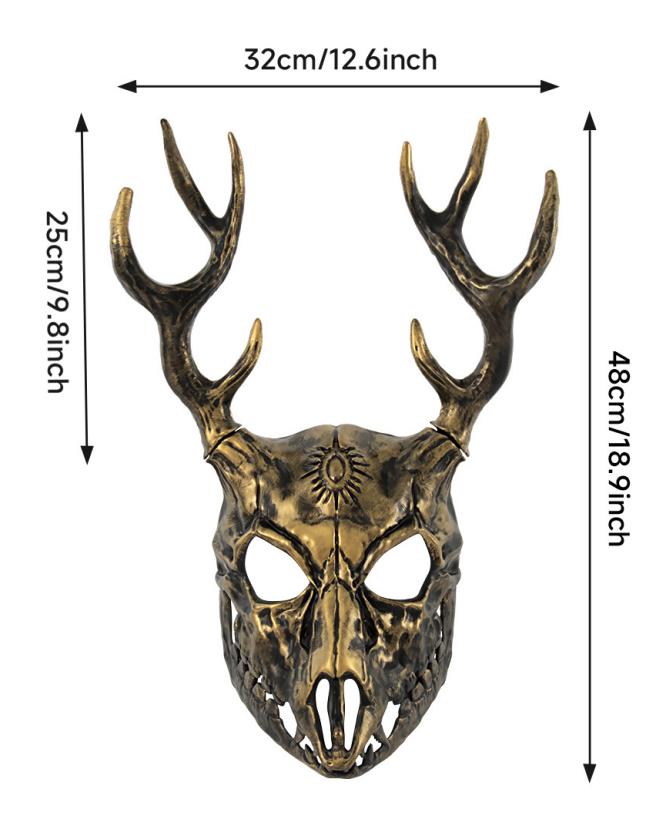 RP Sheep Bone Antler Mask Detachable Outlander Character Props Halloween COS Accessories Painted Gold Sheep Bone Mask