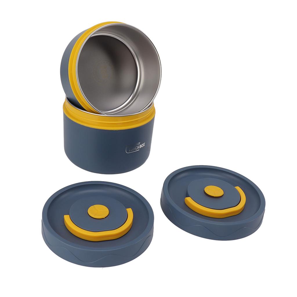 Bento Lunch Box Round with Lid Bag Leakage Proof Stainless Steel Safe Large Capacity Easy Clean