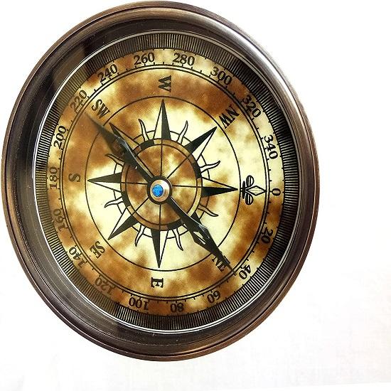 Морской песочный таймер на 5 минут, песочные часы из цельной латуни с полностью функциональным компасом с обеих сторон (Старинный морской компас)