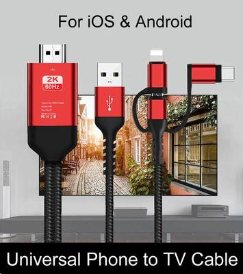 3 в 1 USB C - HDMI-совместимый кабель 2K 60 Гц Micro USB Type-C - HDMI адаптер-конвертер USB 5 В блок питания для iPhone Samsung