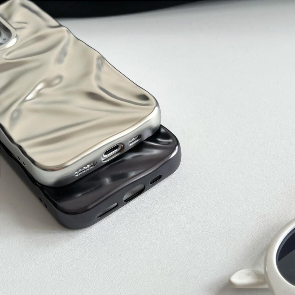 Luxury Matte Silver Water Ripple Case For 17 Air 16 15 14 Plus 13 12 Pro Max 11 Creative Frosted Wrinkle Shockproof Cover