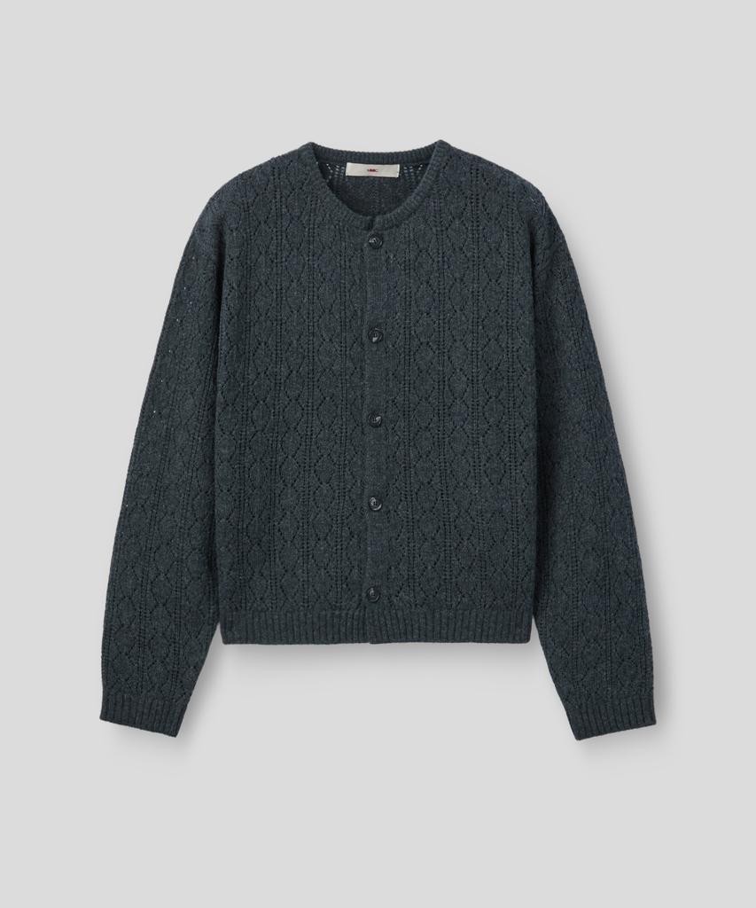 MMIC Cashmere Crochet Cardigan (Charcoal)