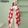 Fall Winter Christmas Snowflake Thickened Lamb Multifunctional Blanket Shawl Cape Blanket Flannel Large Nap Blanket