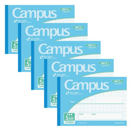 KOKUYO Campus Notes, Half Size, B6, 5mm Grid, Blue, Set of 5 Books, No-37S10-5BX5SET, Blue