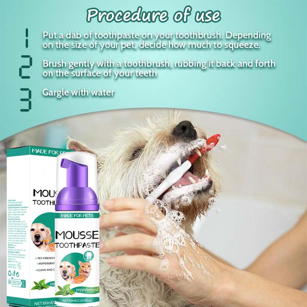 Pet Cat And Dog Toothpaste To Reduce Bad Breath, Oral Hygiene, Cleaning Supplies, Fresh Smell.60ML