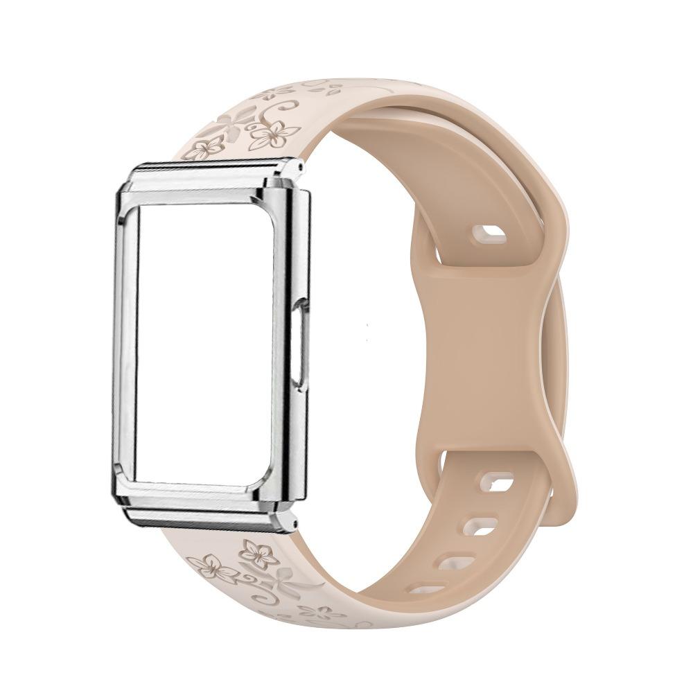 Metal Frame Protective Case + Dual Color Embossed Silicone Strap for Huawei Band 11 Pro